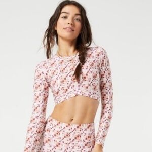 L* Space | Active Sporty Aim High Long Sleeve Crop Top Block Party Pullover | XS